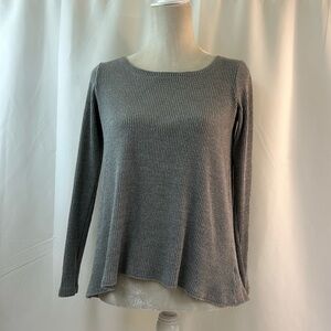 American Eagle Outfitters Ribbed Gray Long Sleeve Shirt Key Hole Back Size Small